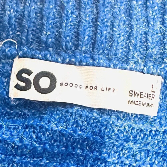 NWT SO GOODS FOR LIFE Junior Long Sleeve Pullover Round Neck Blue Sweater Size L - Picture 11 of 13